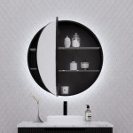 London Matte Black Round LED Shaving Cabinet 800 * 800
